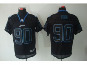 Nike NFL Detroit Lions #90 Ndamukong Suh Black Jerseys[Lights Out Elite]