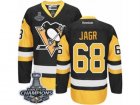Mens Reebok Pittsburgh Penguins #68 Jaromir Jagr Premier Black Gold Third 2017 Stanley Cup Champions NHL Jersey