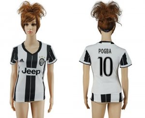 Womens Juventus #10 Pogba Home Soccer Club Jersey