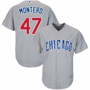 Men\'s Majestic Chicago Cubs #47 Miguel Montero Authentic Grey Road Cool Base MLB Jersey