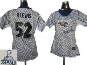2013 Super Bowl XLVII Women NEW NFL Baltimore Ravens #52 Ray Lewis Zebra Field Flirt Fashion Jerseys