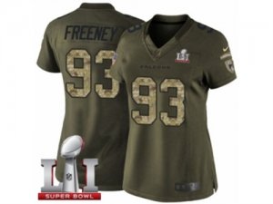 Womens Nike Atlanta Falcons #93 Dwight Freeney Limited Green Salute to Service Super Bowl LI 51 NFL Jersey