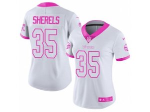 Women Nike Minnesota Vikings #35 Marcus Sherels Limited White-Pink Rush Fashion NFL Jersey