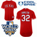 2010 world series patch texas rangers #32 josh hamilton red