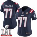 Womens Nike New England Patriots #77 Nate Solder Limited Navy Blue Rush Super Bowl LI 51 NFL Jersey