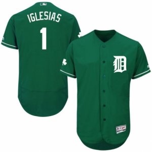 Men\'s Majestic Detroit Tigers #1 Jose Iglesias Green Celtic Flexbase Authentic Collection MLB Jersey