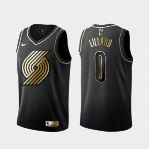 Blazers #0 Damian Lillard Black Golden Edition Nike Swingman Jersey