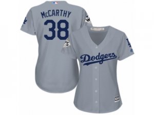 Women Majestic Los Angeles Dodgers #38 Brandon McCarthy Replica Grey Road 2017 World Series Bound Cool Base MLB Jersey