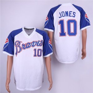 Braves #10 Chipper Jones White Throwback Jersey