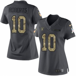 Women\'s Nike Oakland Raiders #10 Seth Roberts Limited Black 2016 Salute to Service NFL Jersey