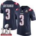 Mens Nike New England Patriots #3 Stephen Gostkowski Limited Navy Blue Rush Super Bowl LI 51 NFL Jersey