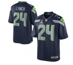 2014 Super Bowl XLVIII Nike Seattle Seahawks #24 Marshawn Lynch Blue limited Jersey