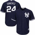 Mens Majestic New York Yankees #24 Gary Sanchez Replica Navy Blue Alternate MLB Jersey