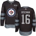 Mens Adidas Winnipeg Jets #16 Laurie Boschman Authentic Black 1917-2017 100th Anniversary NHL Jersey
