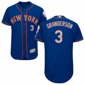 Men\'s Majestic New York Mets #3 Curtis Granderson Royal Gray Flexbase Authentic Collection MLB Jersey