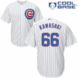 Men\'s Majestic Chicago Cubs #66 Munenori Kawasaki Replica White Home Cool Base MLB Jersey