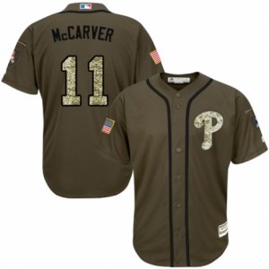 Men\'s Majestic Philadelphia Phillies #11 Tim McCarver Authentic Green Salute to Service MLB Jersey