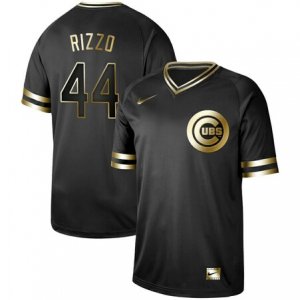Cubs #44 Anthony Rizzo Black Gold Nike Cooperstown Collection Legend V Neck Jersey