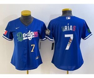 Women\'s Los Angeles Dodgers #7 Julio Urias Blue 2020 World Series Cool Base Nike Jersey4