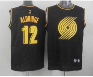 nba portland trailblazers #12 aldridge black[gold lettering fashion]