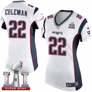 Womens Nike New England Patriots #22 Justin Coleman Elite White Super Bowl LI 51 NFL Jersey