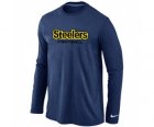 Nike Pittsburgh Steelers Authentic font Long Sleeve T-Shirt D.Blue