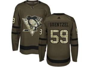 Youth Adidas Pittsburgh Penguins #59 Jake Guentzel Green Salute to Service Stitched NHL Jersey