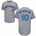 Mens Majestic Toronto Blue Jays #10 Edwin Encarnacion Grey Flexbase Authentic Collection MLB Jersey