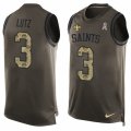 Men's Nike New Orleans Saints #3 Will Lutz Limited Green Salute to Service Tank Top NFL Jersey