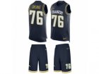 Mens Nike Los Angeles Chargers #76 Russell Okung Limited Navy Blue Tank Top Suit NFL Jersey