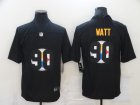 Mens Pittsburgh Steelers #90 T. J. Watt Black 2020 Shadow Logo Vapor