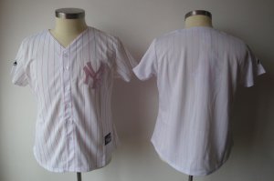 MLB Women Jerseys NY yankee blank white[pink strip]