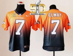 Nike Denver Broncos #7 John Elway Orange Navy Blue Super Bowl 50 Men Stitched NFL Elite Fadeaway Fashion Jersey