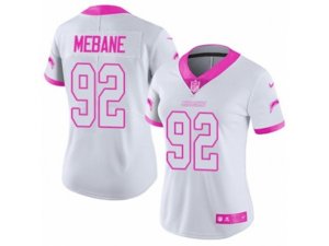 Women Nike Los Angeles Chargers #92 Brandon Mebane Limited White Pink Rush Fashion NFL Jersey