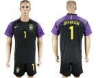 2017-18 Brazil 1 JEFFERSON Goalkeeper Black Soccer Jersey