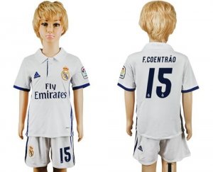 Real Madrid #15 F.Coentrao White Home Kid Soccer Club Jersey