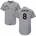 Mens Majestic Miami Marlins #8 Andre Dawson Grey Flexbase Authentic Collection MLB Jersey