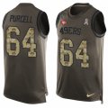 Mens Nike San Francisco 49ers #64 Mike Purcell Limited Green Salute to Service Tank Top NFL Jersey