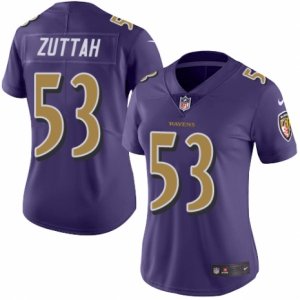 Women\'s Nike Baltimore Ravens #53 Jeremy Zuttah Limited Purple Rush NFL Jersey