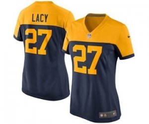 women Nike green bay packers #27 lacy yellow-blue jerseys