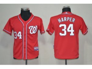 youth mlb jerseys washington nationals #34 harper red