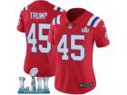 Women Nike New England Patriots #45 Donald Trump Red Alternate Vapor Untouchable Limited Player Super Bowl LII NFL Jersey