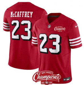 Men\'s San Francisco 49ers #23 Christian McCaffrey Red 2023 F.U.S.E. NFC West Champions Alternate Football Stitched Jersey