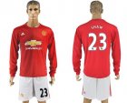 Manchester United #23 Shaw Red Home Long Sleeves Soccer Club Jersey
