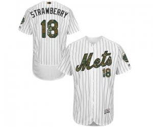 Men\'s Majestic New York Mets #18 Darryl Strawberry Authentic White 2016 Memorial Day Fashion Flex Base MLB Jersey