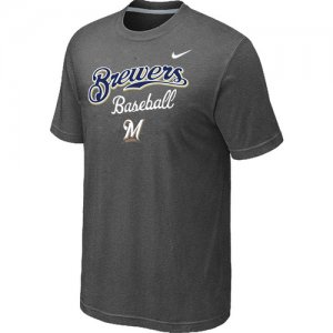 Nike MLB Milwaukee Brewers 2014 Home Practice T-Shirt - Dark Grey