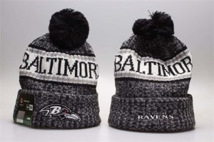 Ravens Fresh Logo Black Sport Pom Cuffed Knit Hat YP