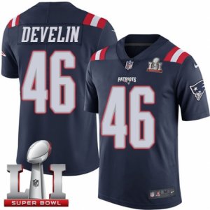 Mens Nike New England Patriots #46 James Develin Limited Navy Blue Rush Super Bowl LI 51 NFL Jersey