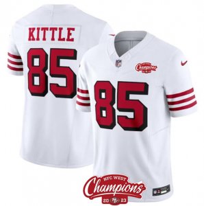 Men\'s San Francisco 49ers #85 George Kittle White 2023 F.U.S.E. NFC West Champions Alternate Football Stitched Jersey
