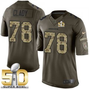 Nike Denver Broncos #78 Ryan Clady Green Super Bowl 50 Men\'s Stitched NFL Limited Salute To Service Jersey